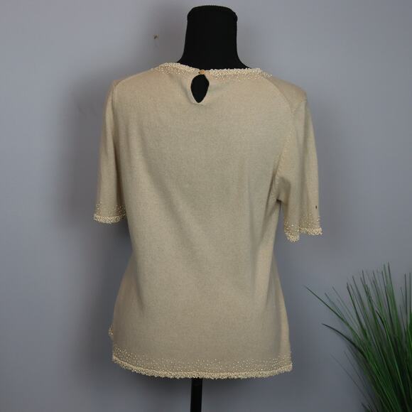 Vintage Jaeger hand beaded silk and cashmere sweater size Large - Picture 3 of 5